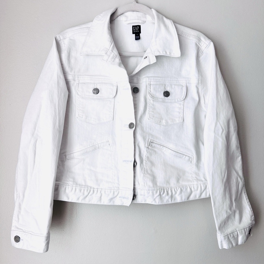 GAP White Denim Trucker Jacket Size XL